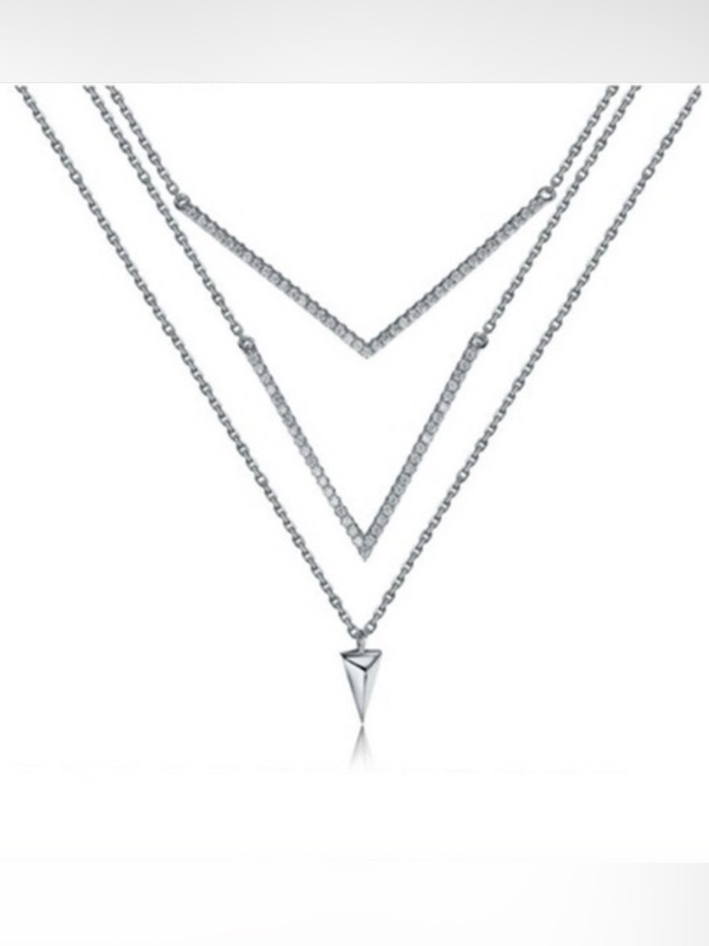 Pave CZ Layered V Necklace